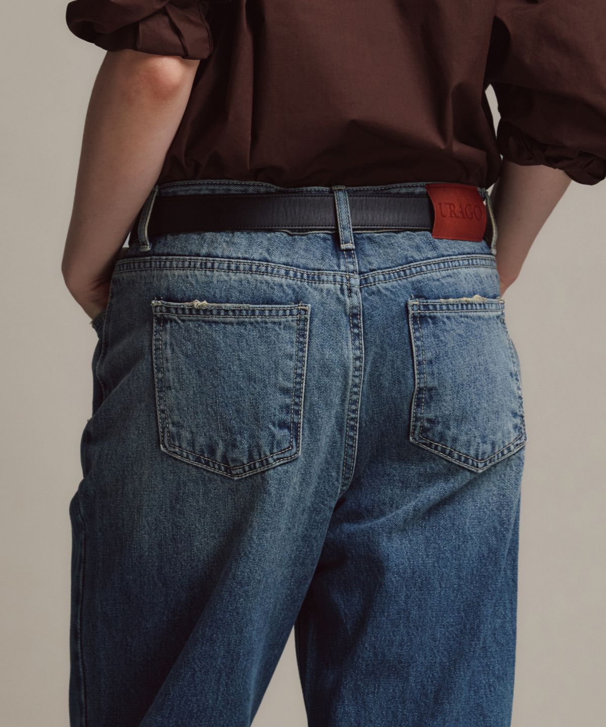 유라고(URAGO) Semi boots cut denim_Blue