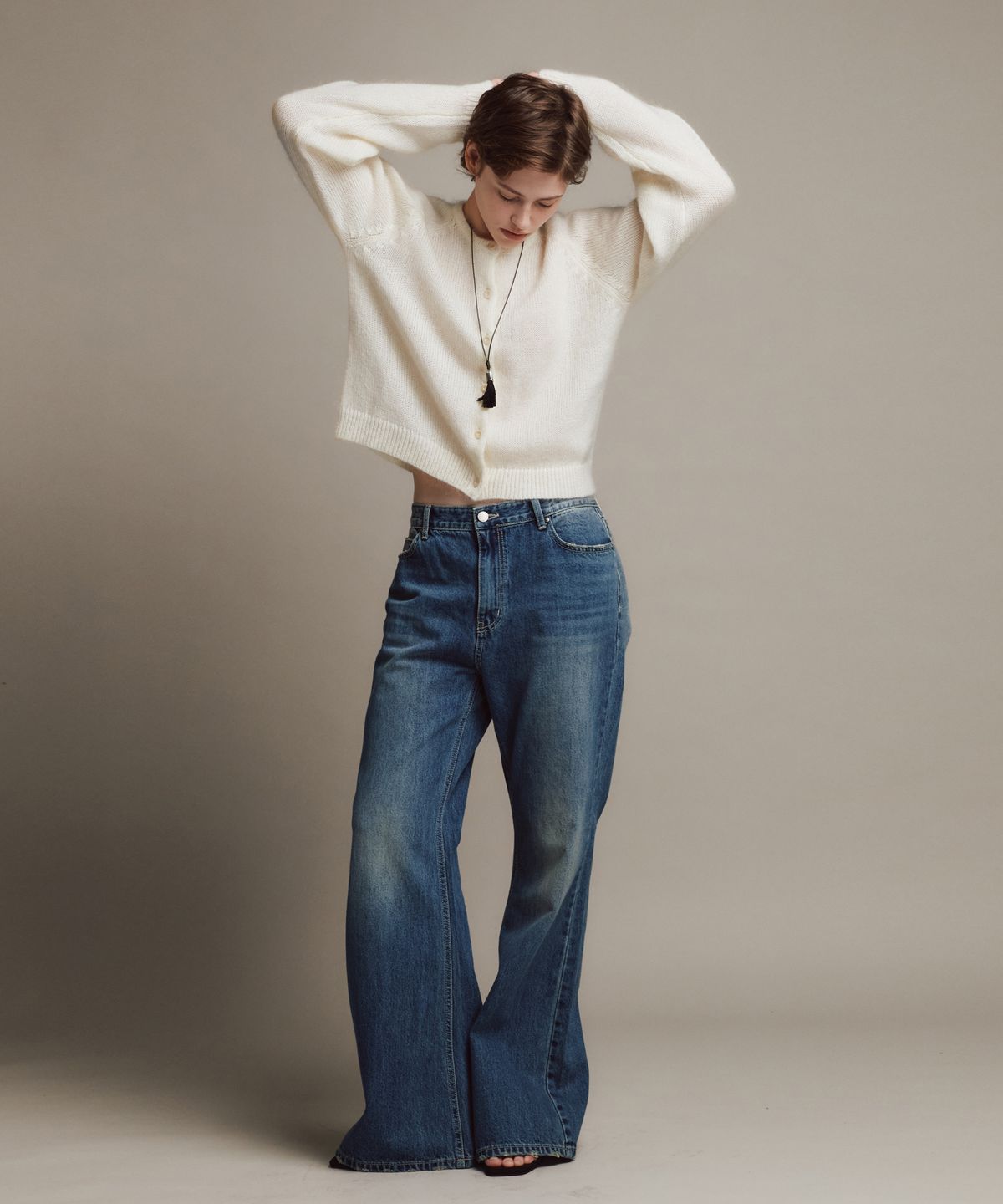 유라고(URAGO) Semi boots cut denim_Blue
