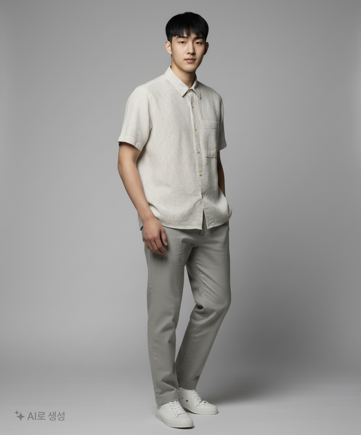 넌블랭크(NONBLANK) 스트라이프 시어서커 셔츠_IVORY S