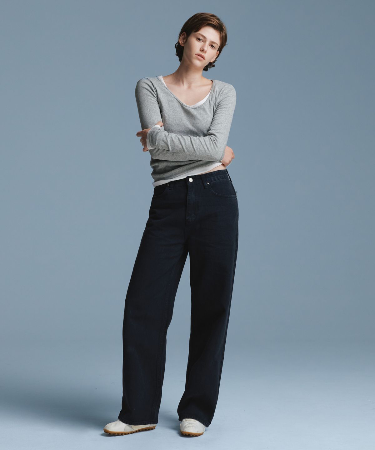 유라고(URAGO) Ruby dyeing wide denim_Black