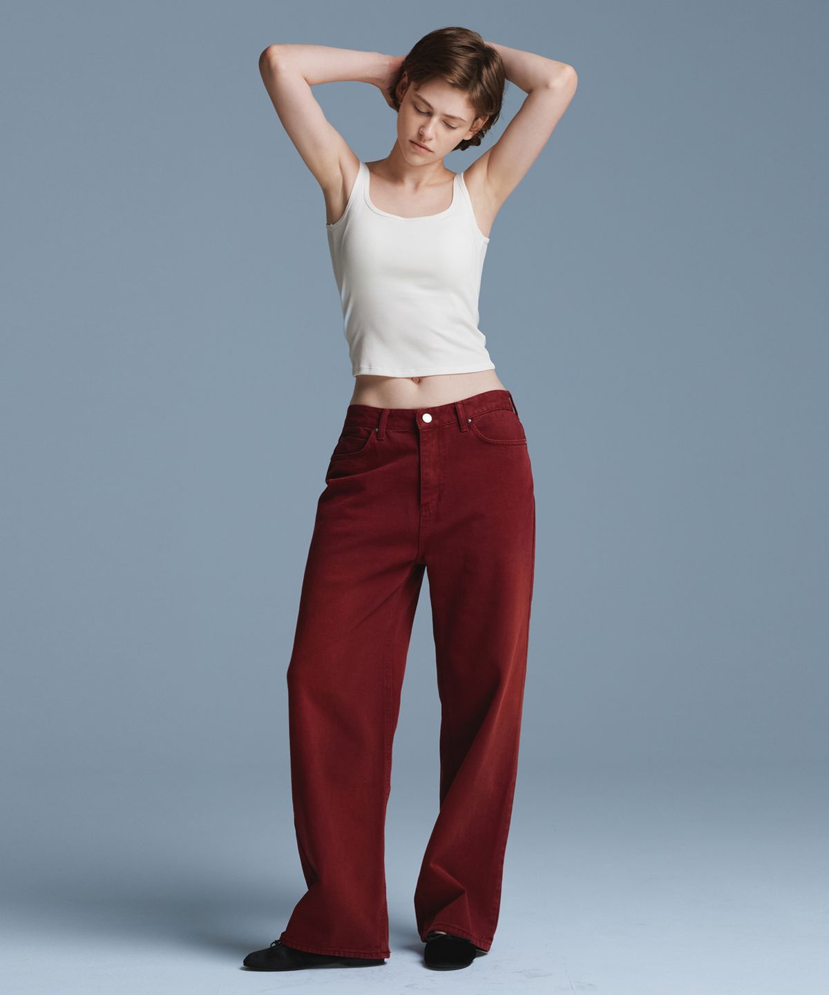 유라고(URAGO) Ruby dyeing wide denim_Red