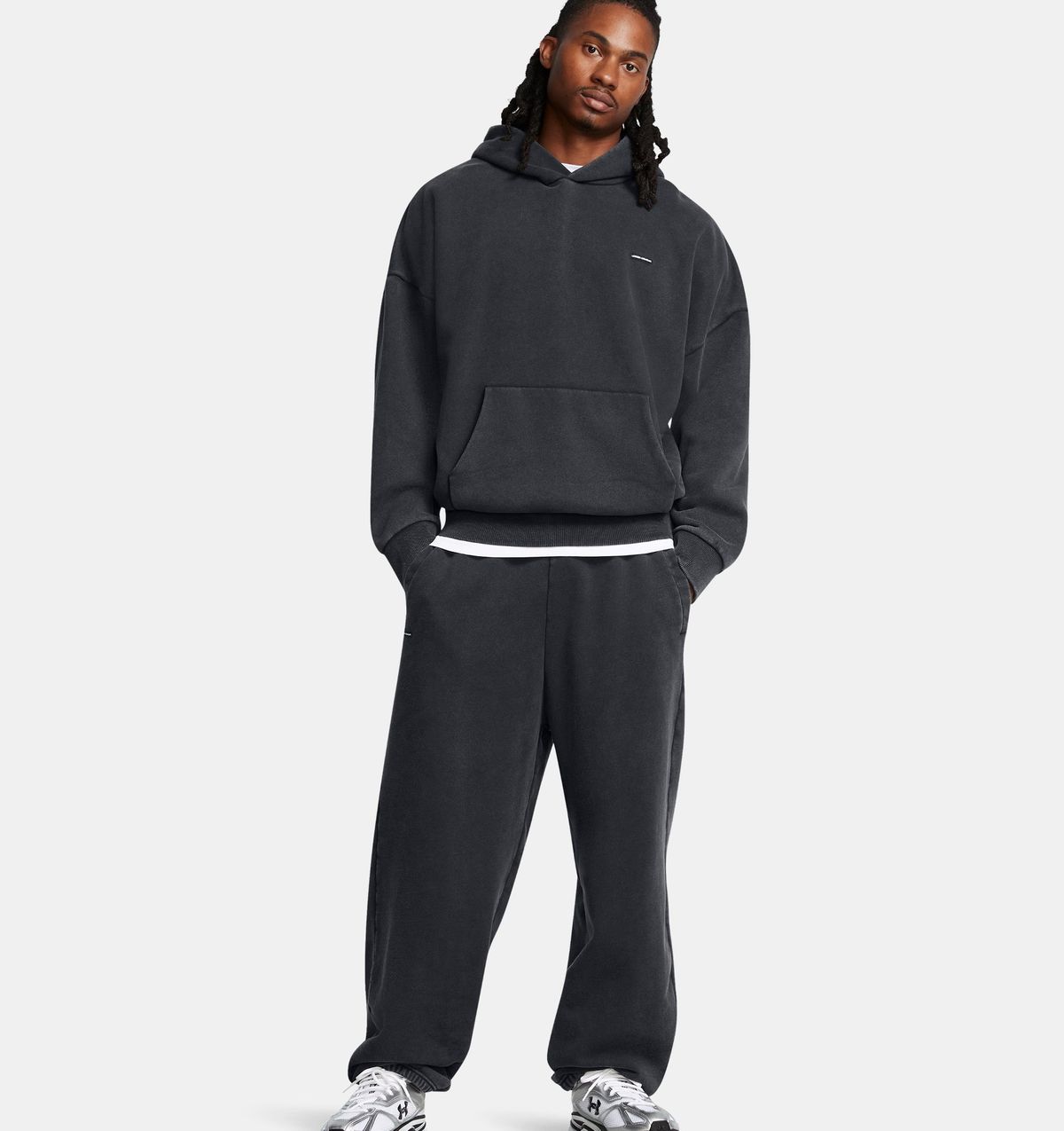 언더아머(UNDERARMOUR) 남성 UA 아이콘 헤비웨이트 플리스 워시 오버사이즈 후디1386552-001