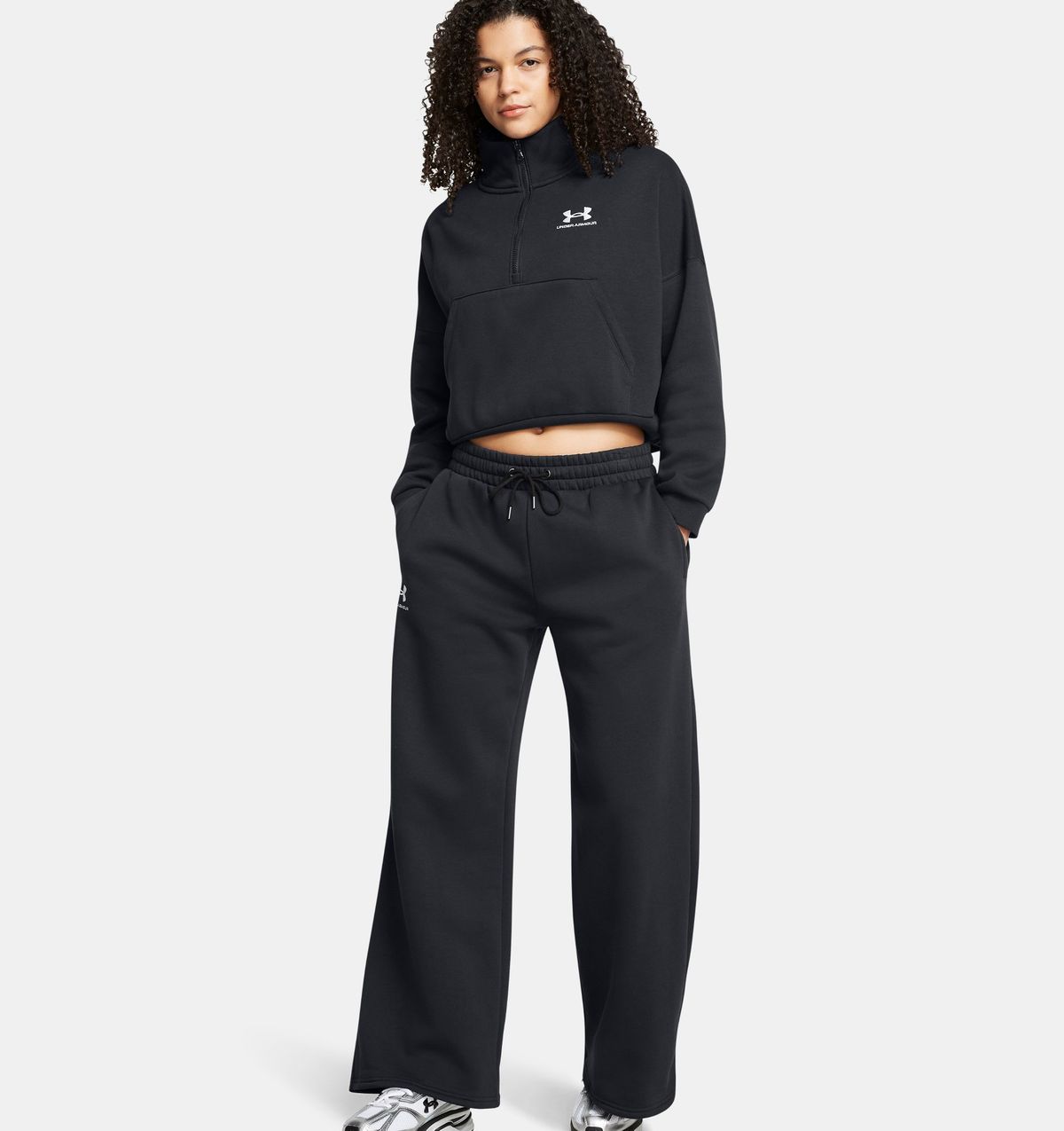 언더아머(UNDERARMOUR) 여성 UA 아이콘 플리스 오버사이즈1/2 집1386460-001