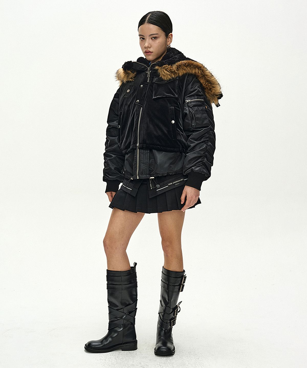 앤더슨벨(ADSB ANDERSSON BELL) ANDERSSON BELL X ALPHA INDUSTRIES VEST LAYERED N-2B JACKET (BLACK)