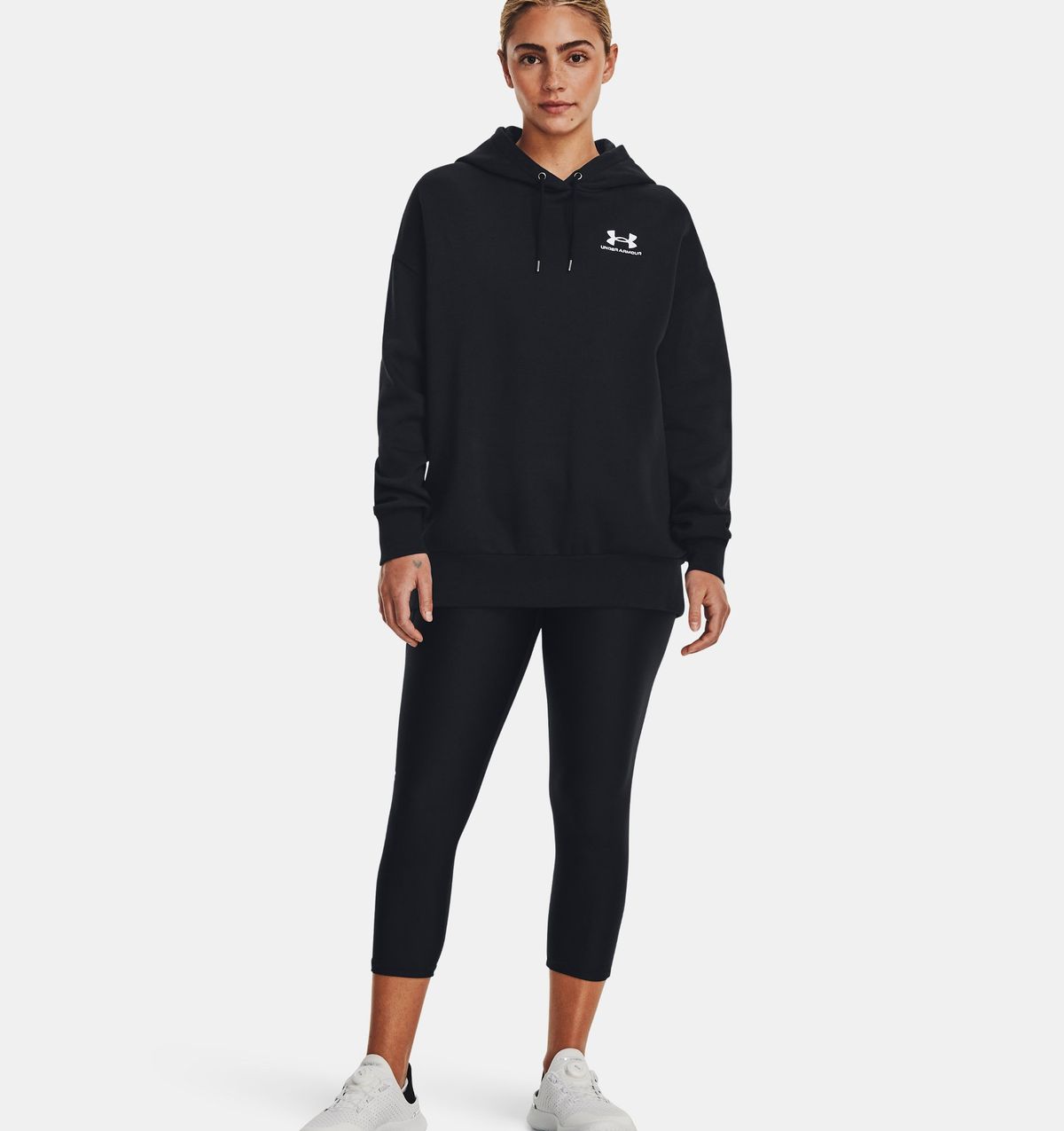 언더아머(UNDERARMOUR) 여성 UA 에센셜 플리스 오버사이즈 후디1379495-001