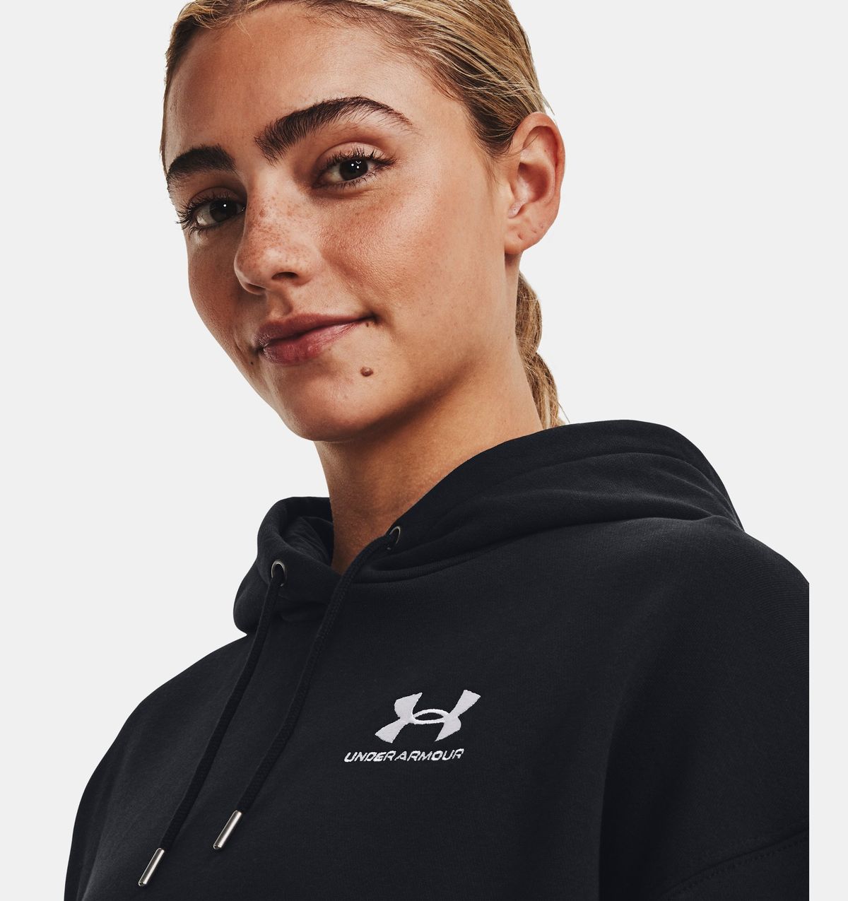 언더아머(UNDERARMOUR) 여성 UA 에센셜 플리스 오버사이즈 후디1379495-001