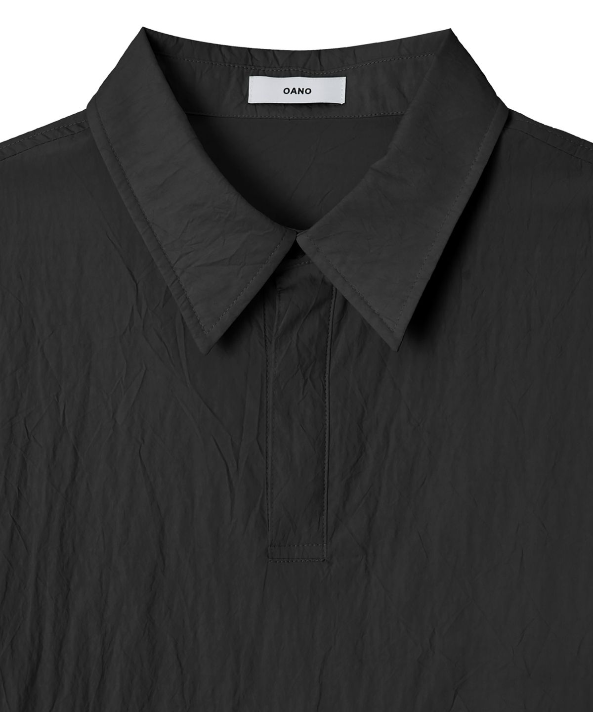 오아노(OANO) CREASE POPOVER SHIRT / BLACK