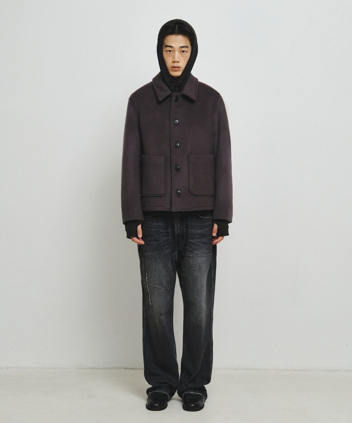 엔도어(ENDOOR) Fine Wool Short Coat (Purple Gray)