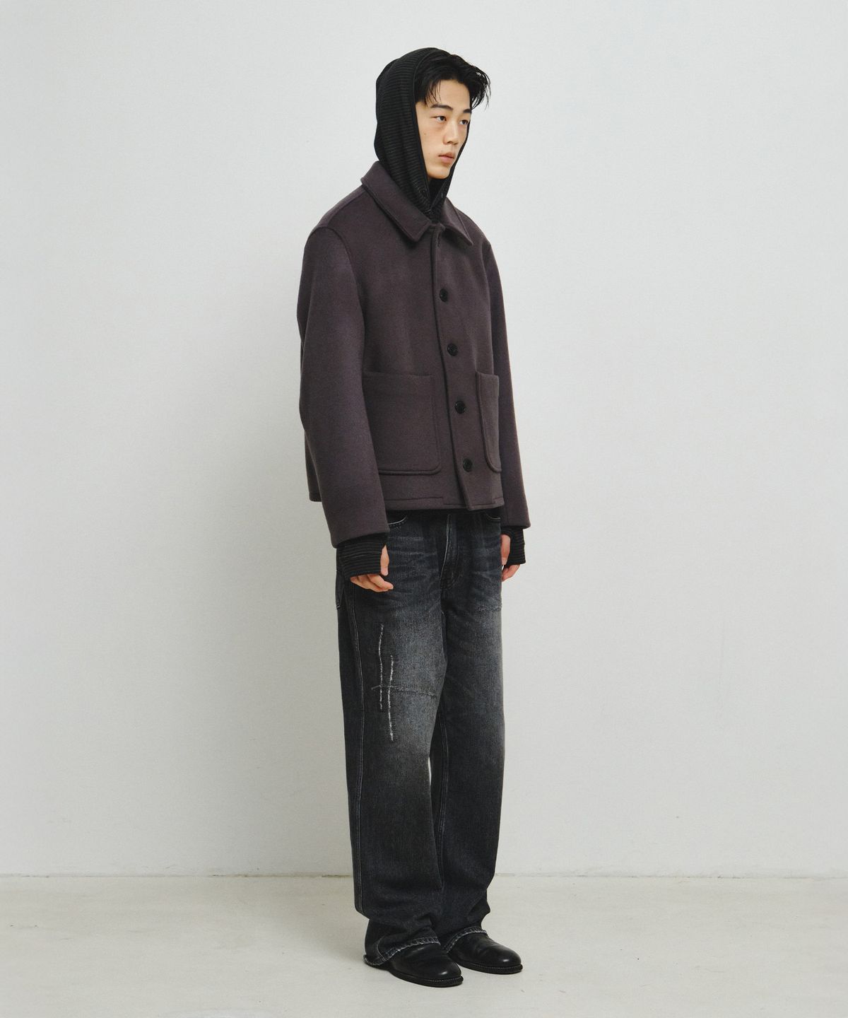 엔도어(ENDOOR) Fine Wool Short Coat (Purple Gray)