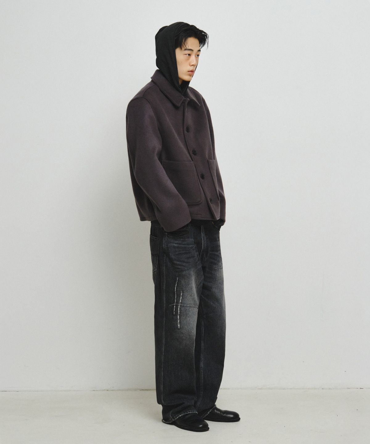 엔도어(ENDOOR) Fine Wool Short Coat (Purple Gray)