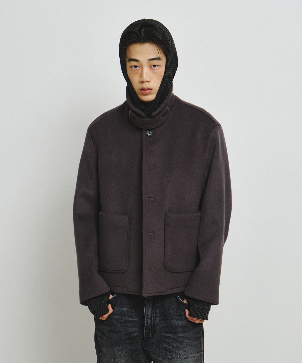 엔도어(ENDOOR) Fine Wool Short Coat (Purple Gray)