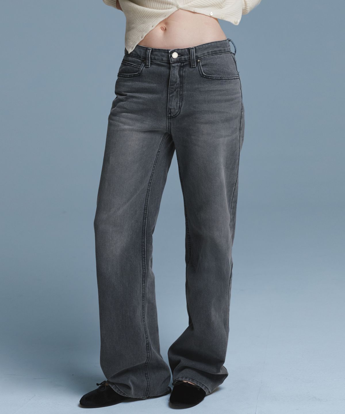 유라고(URAGO) Gray washed straight jean_Gray