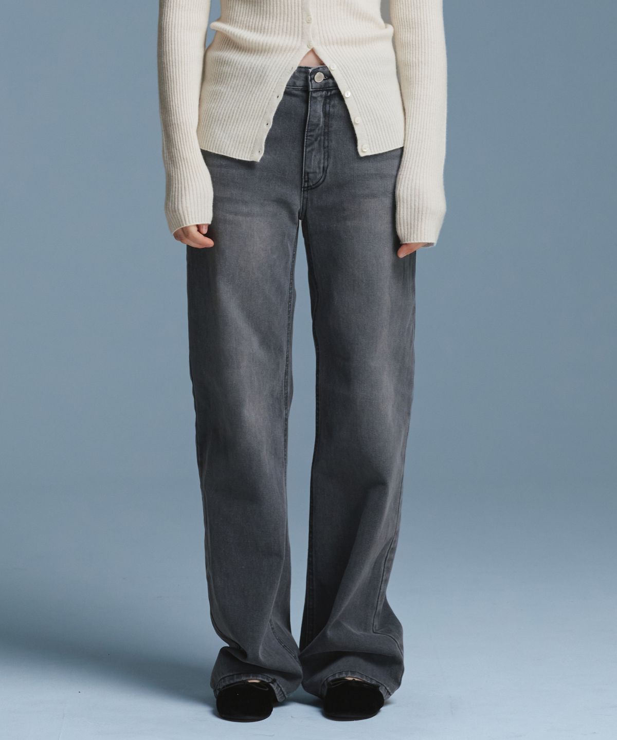 유라고(URAGO) Gray washed straight jean_Gray