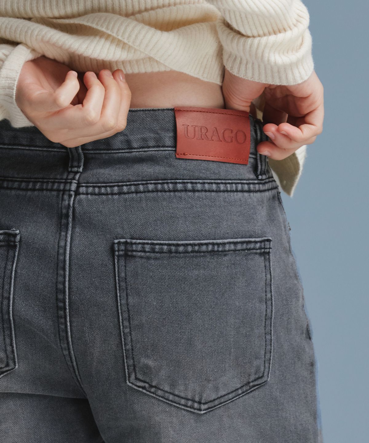 유라고(URAGO) Gray washed straight jean_Gray