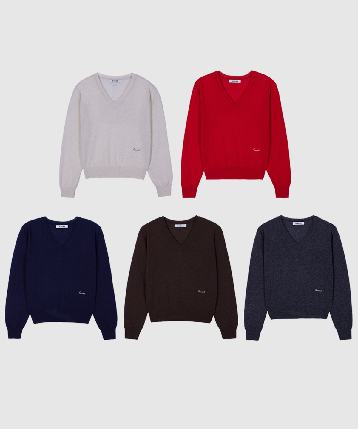 헤인트(HAINT) ENIVE SOFT WOOL BLEND V-NECK KNIT 5COL_CREAM BEIGECHARCOALREDNAVYBROWN