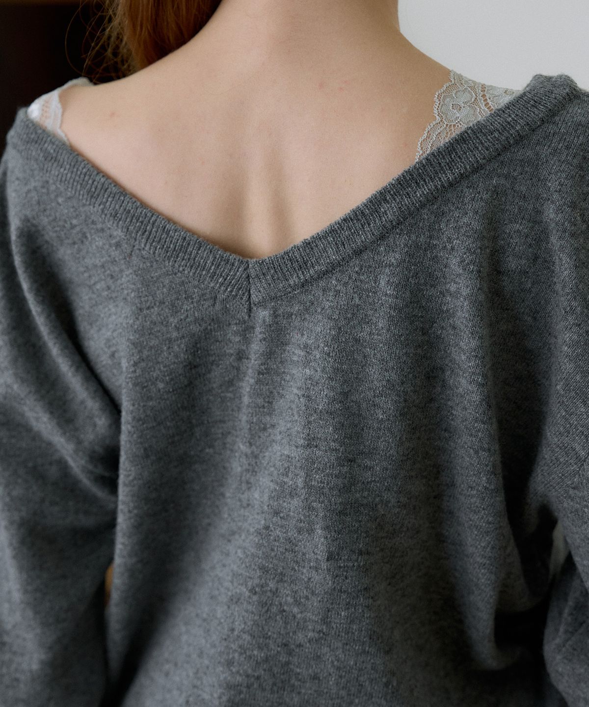 헤인트(HAINT) MIRET WOOL BLEND DOUBLE V-NECK KNIT 2COL_GRAY