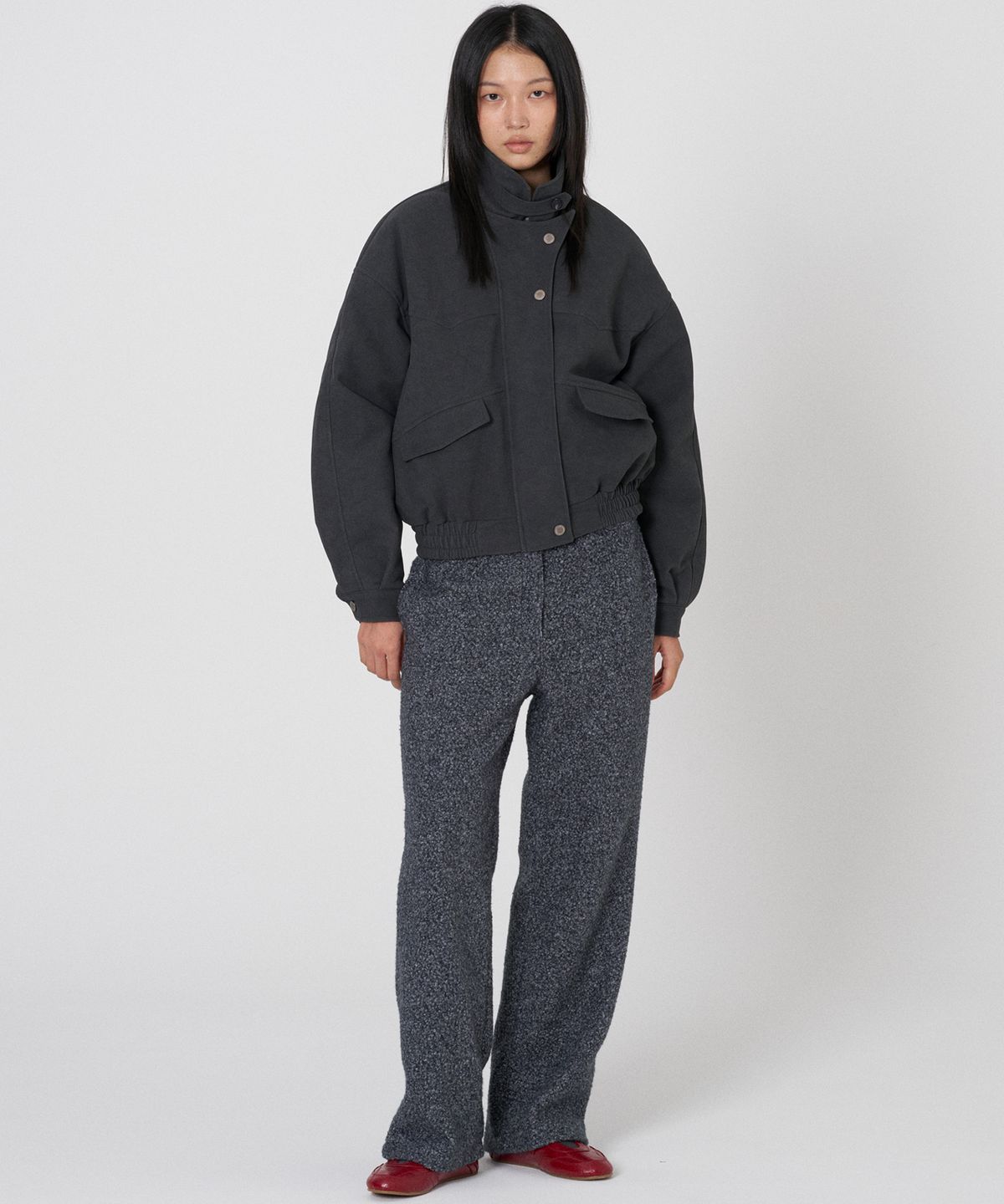 떨스티클럽(THIRSTYCLUB) Fluffy boucle slacks- Grey