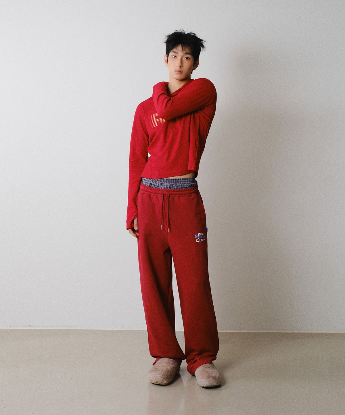 레코딩하우스(RECORDINGHOUSE) REC GRAPHIC RIB HOODIE [RED]