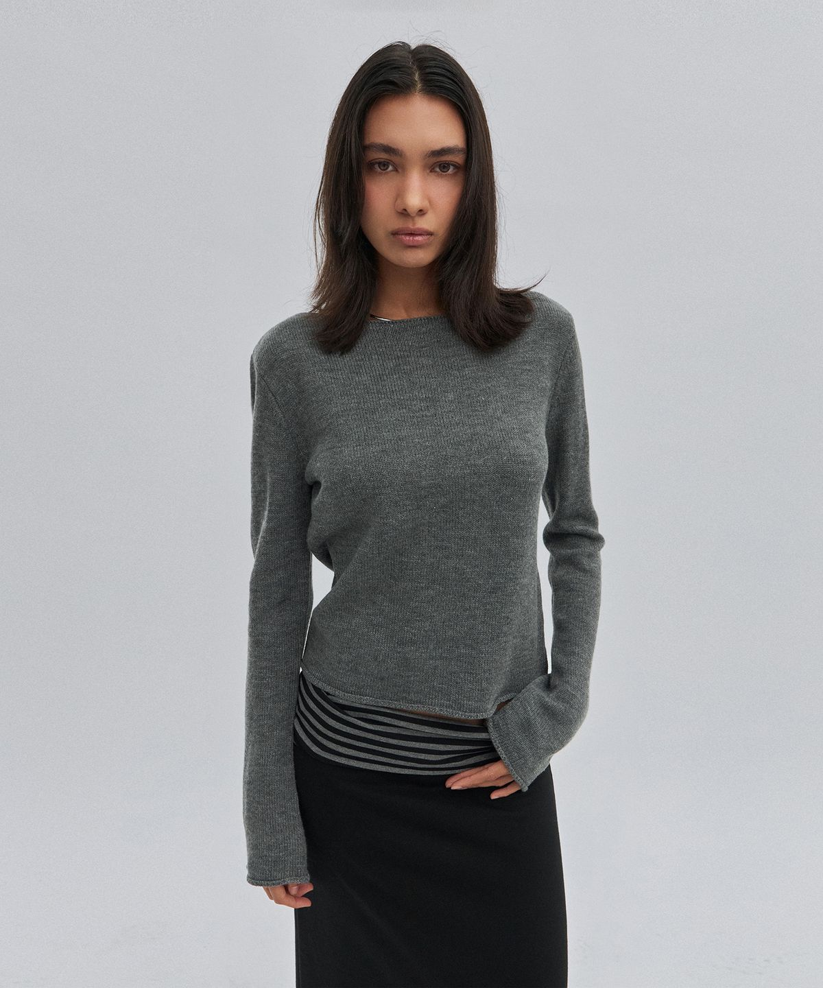 스웨이드(SUADE) BOAT NECK KNIT [GRAY]