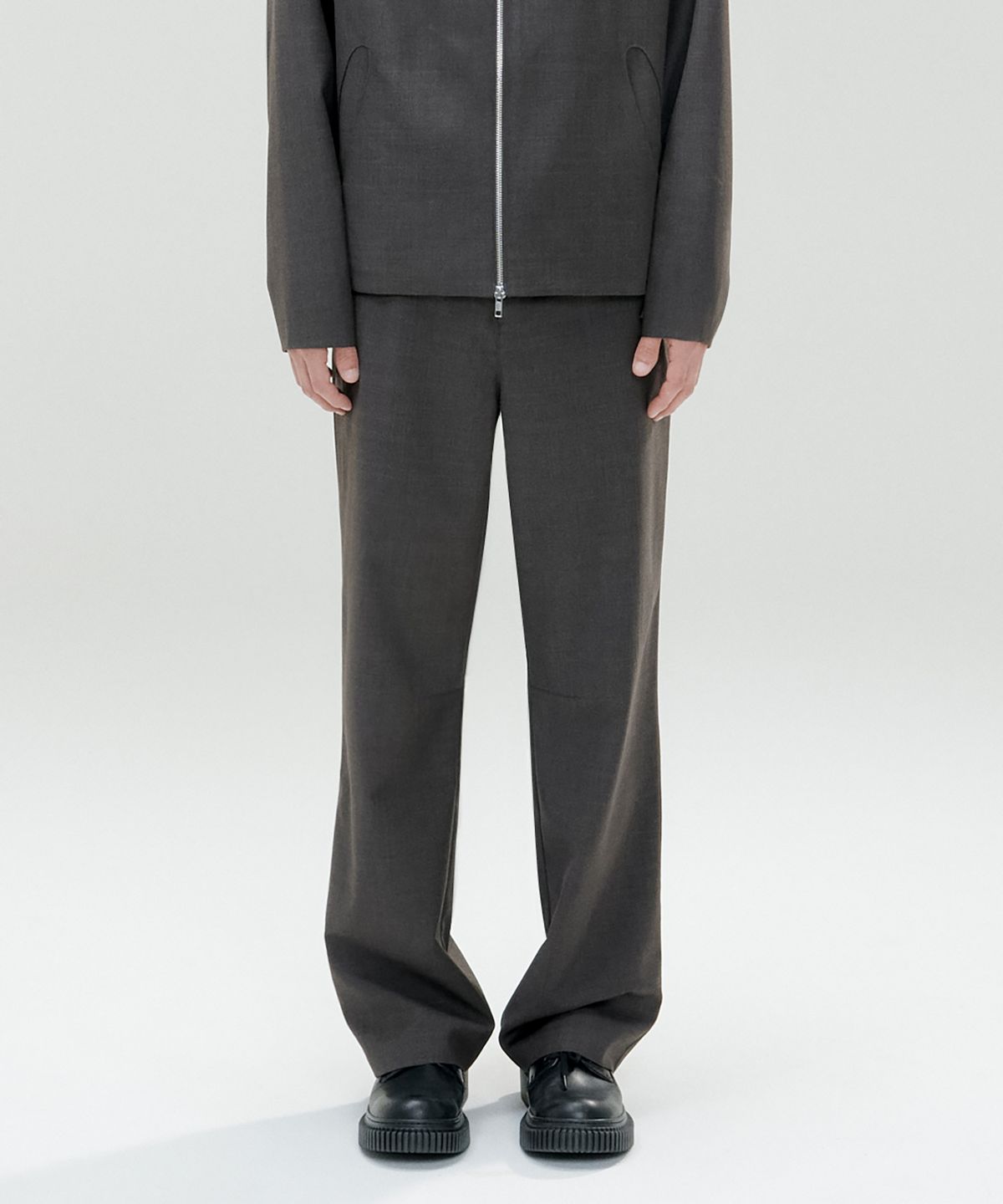 오아노(OANO) WOOL BLEND PANTS / CHARCOAL BROWN
