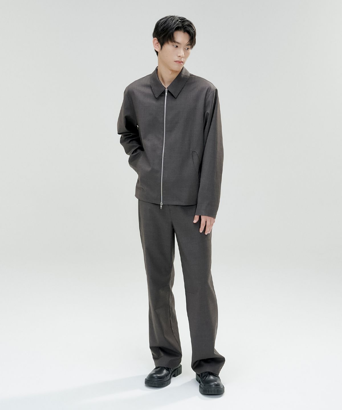 오아노(OANO) WOOL BLEND PANTS / CHARCOAL BROWN