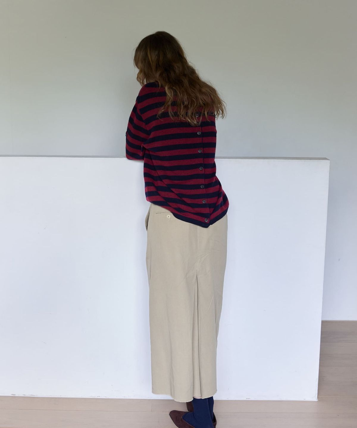 오픈도어스튜디오(OPENDOORSTUDIO) Belted H-Line Long Skirt Beige