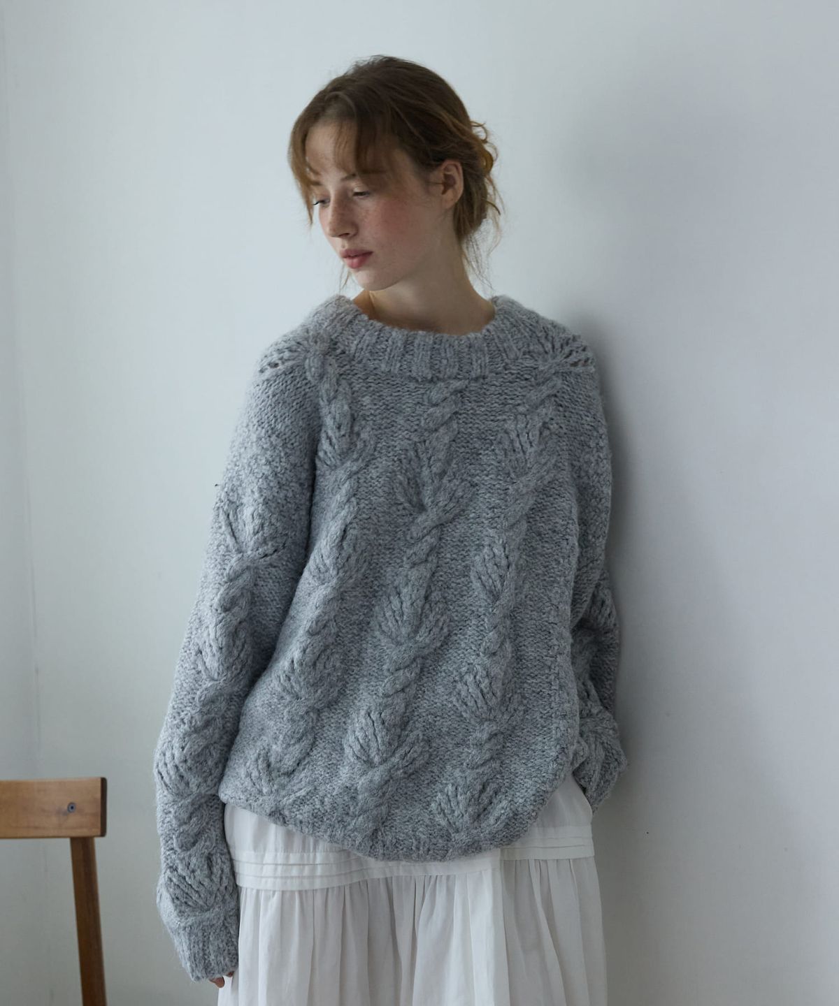 오픈도어스튜디오(OPENDOORSTUDIO) Braided Cable Knit Gray