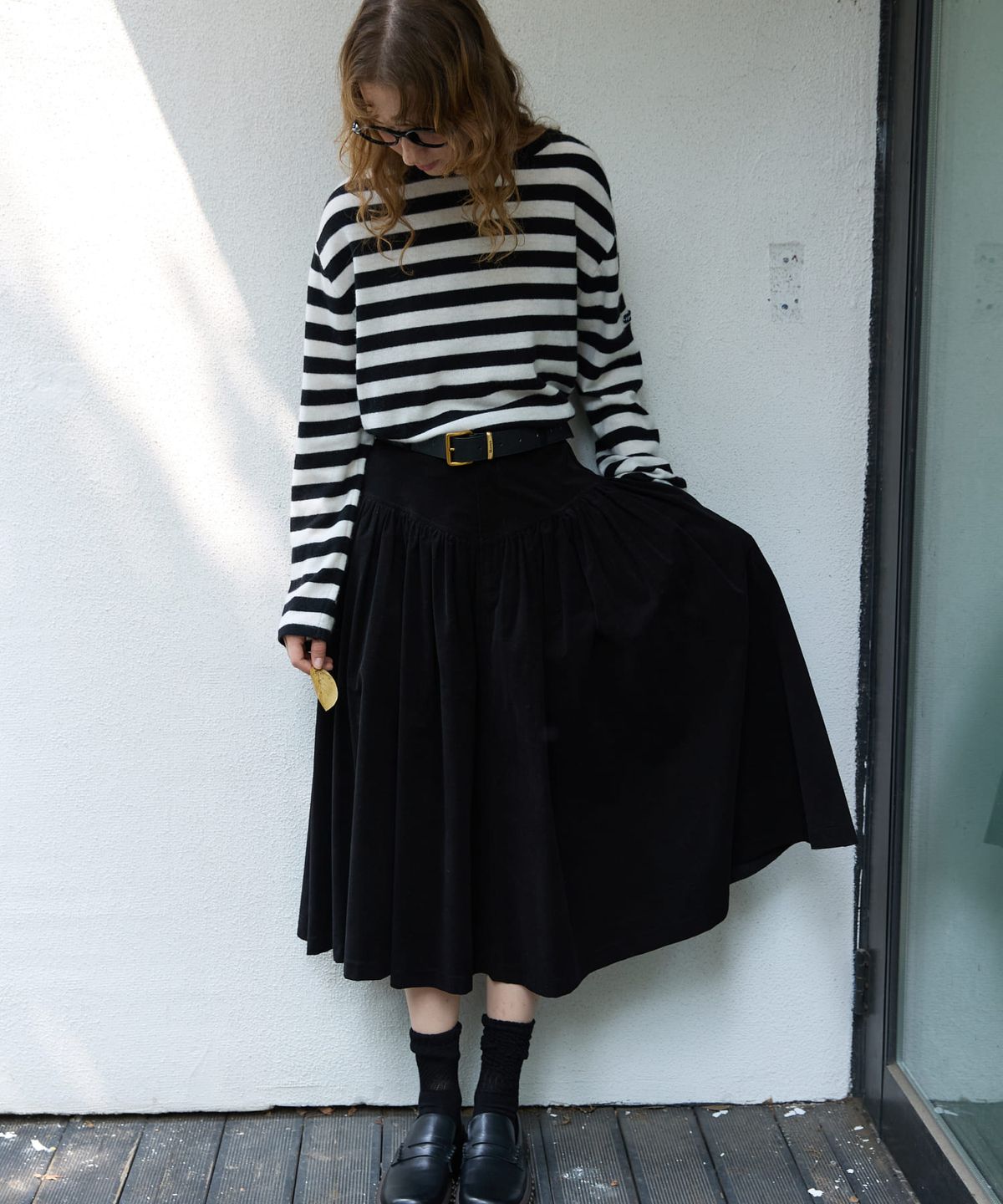 오픈도어스튜디오(OPENDOORSTUDIO) Godet Flare Long Skirt Black