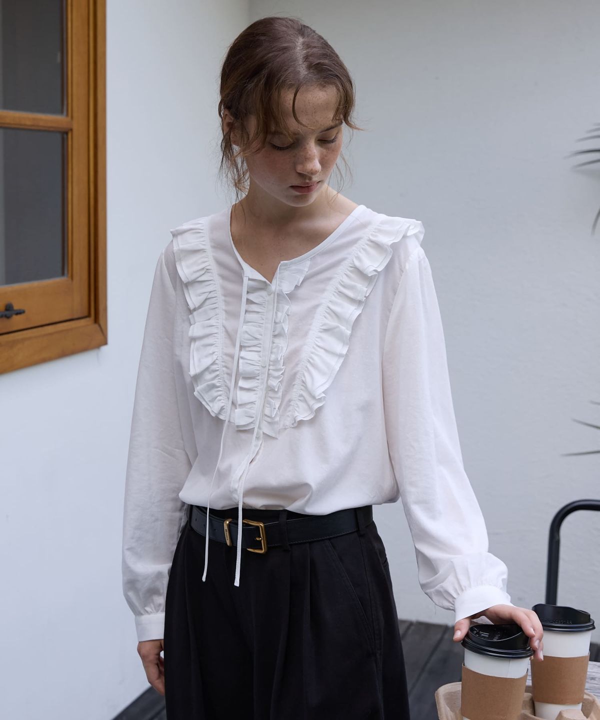 오픈도어스튜디오(OPENDOORSTUDIO) Vintage Ruffle Blouse White