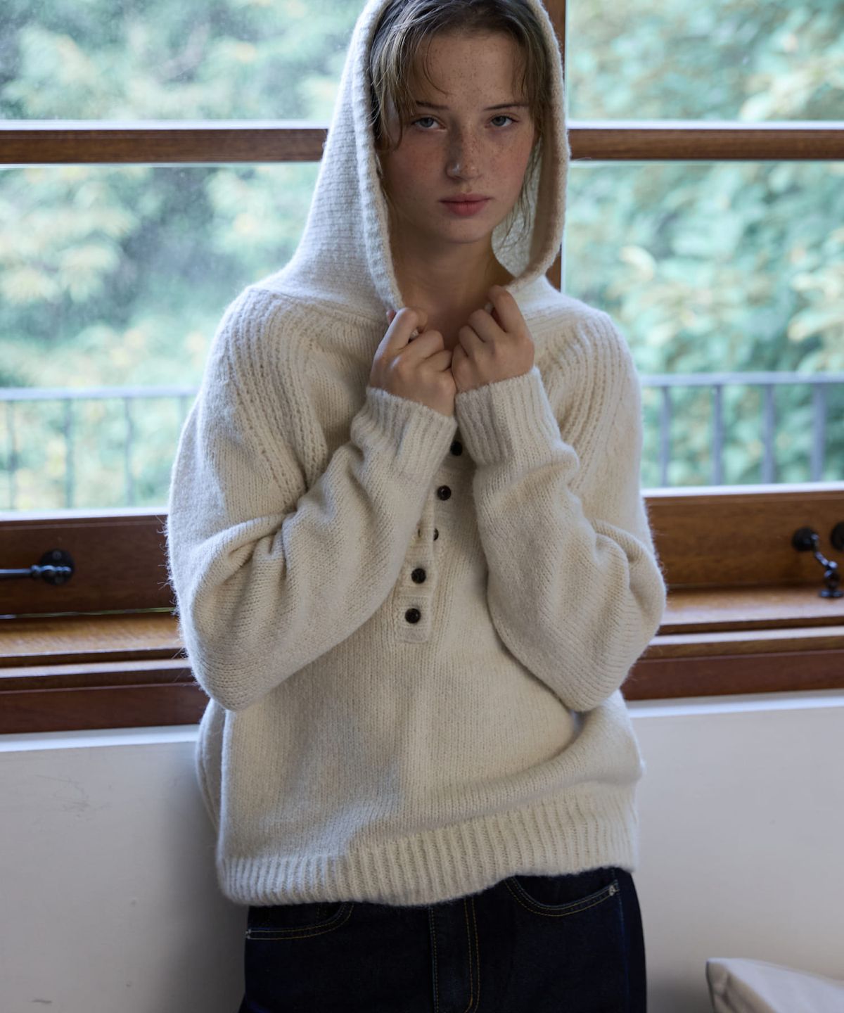 오픈도어스튜디오(OPENDOORSTUDIO) Cloud Alpaca Hoodie Knit Ivory