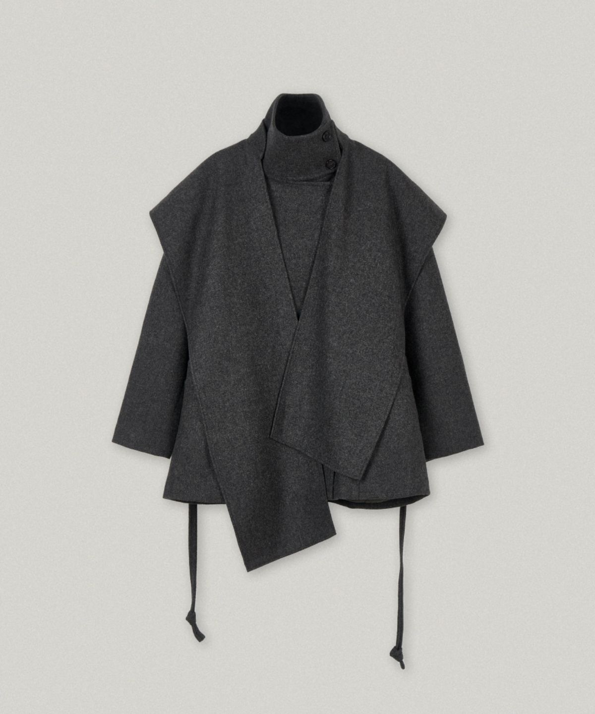 폴뉴아(FOLNUA) REFINE HIGH NECK HALF COAT (CHARCOAL)