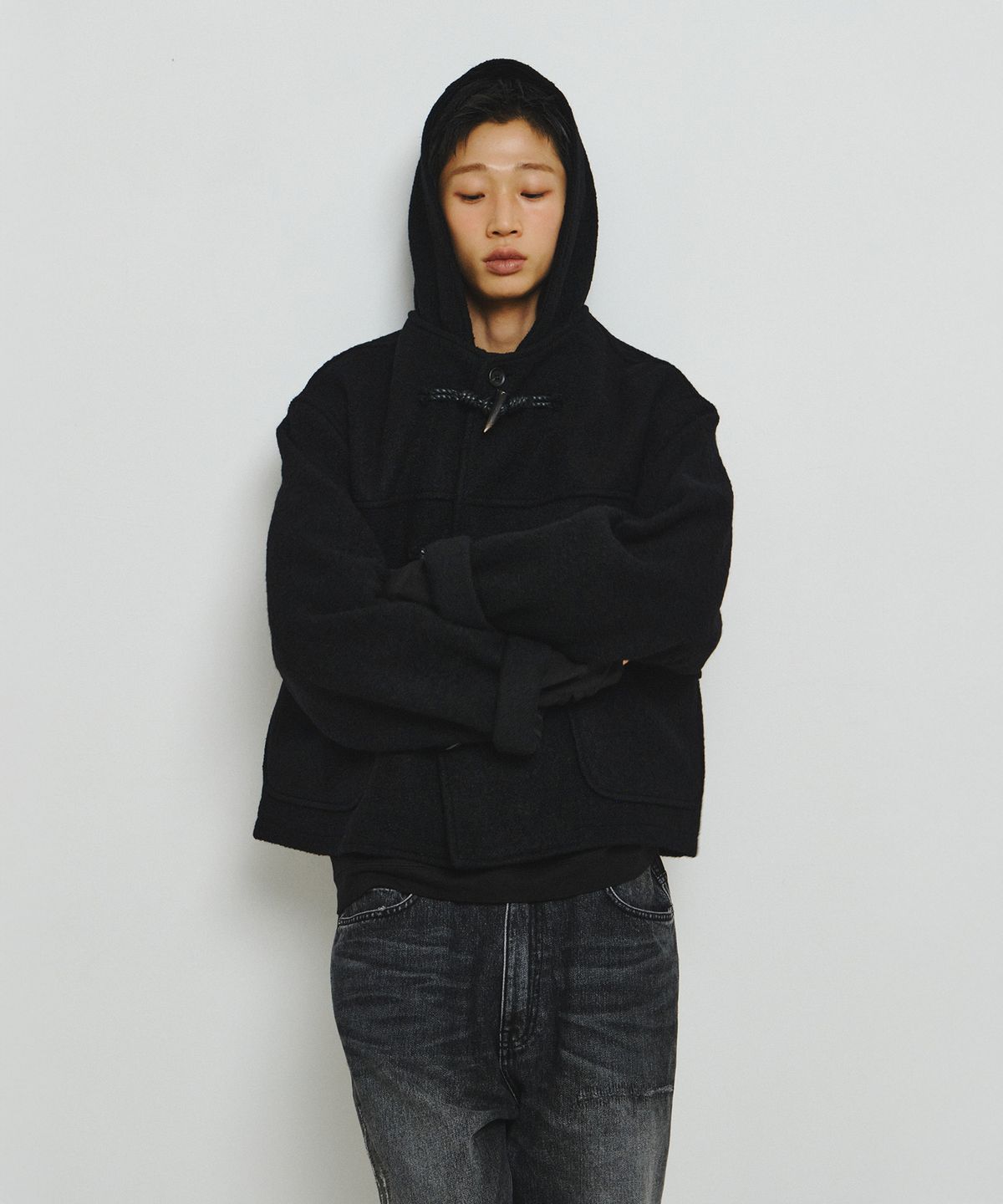 엔도어(ENDOOR) Morrow Hooded Duffle Short Coat (Black)