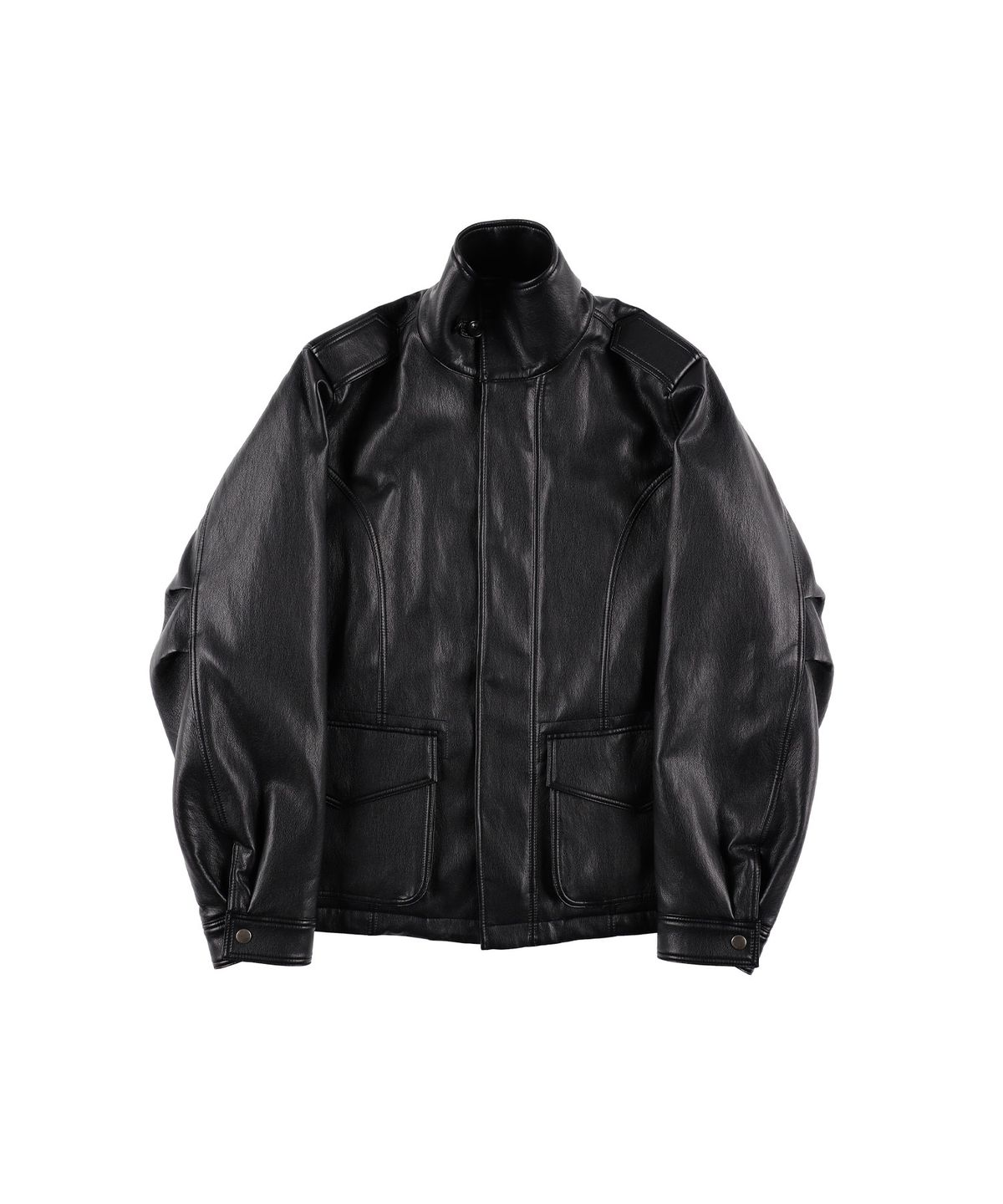 샌드뮤지엄(SAND MUSEUM) HIGH NECK LEATHER FIELD JACKET [Black]