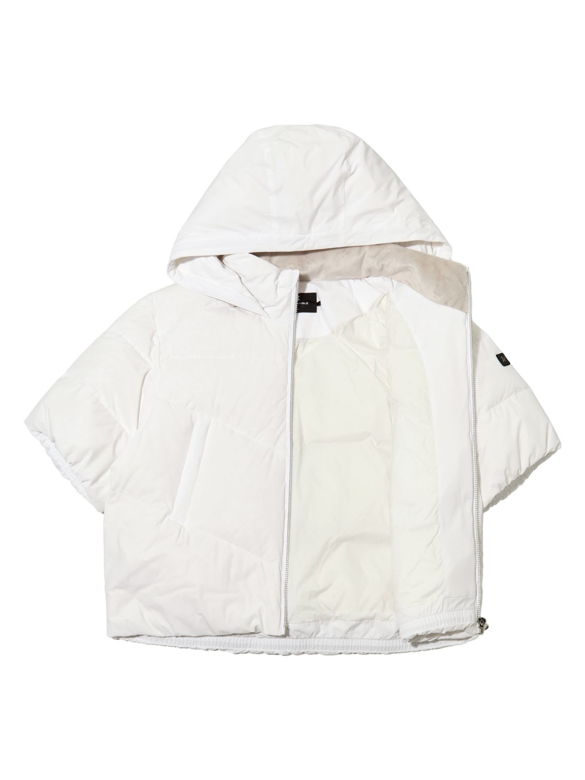 와이드앵글(WIDEANGLE) TO 플러피 후디 반팔 다운 L_Off White_WWW26511W3