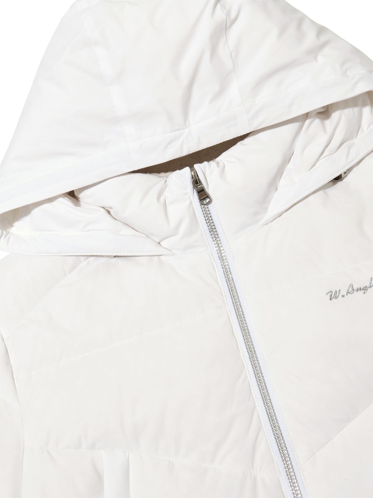 와이드앵글(WIDEANGLE) TO 플러피 후디 반팔 다운 L_Off White_WWW26511W3
