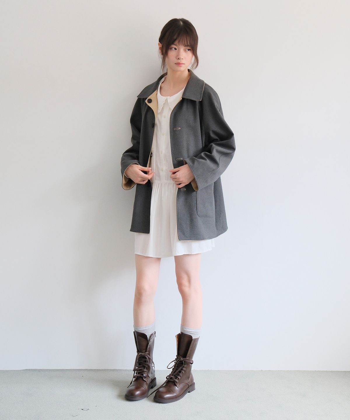 모의(MOUI) Reversible half coat (BEIGE)_양면 착용