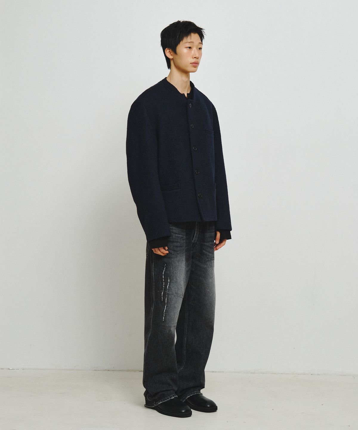 엔도어(ENDOOR) Wesley Stand Collar Short Coat (Navy)