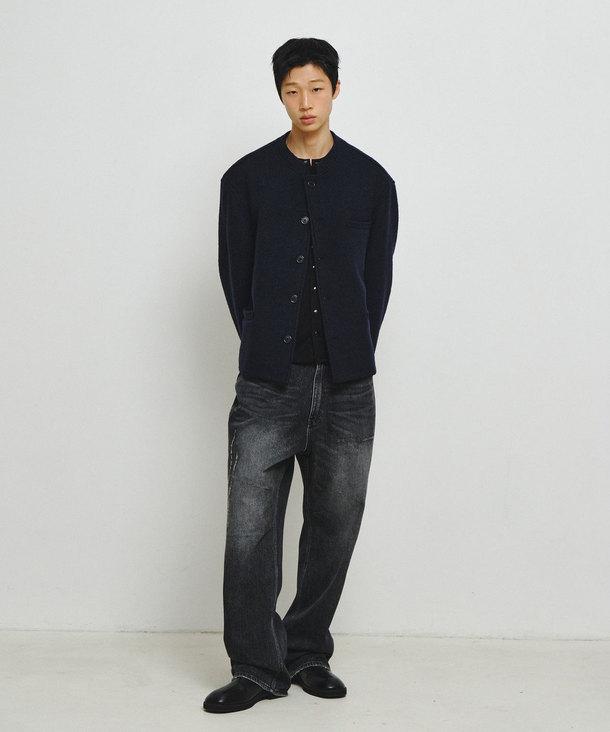 엔도어(ENDOOR) Wesley Stand Collar Short Coat (Navy)