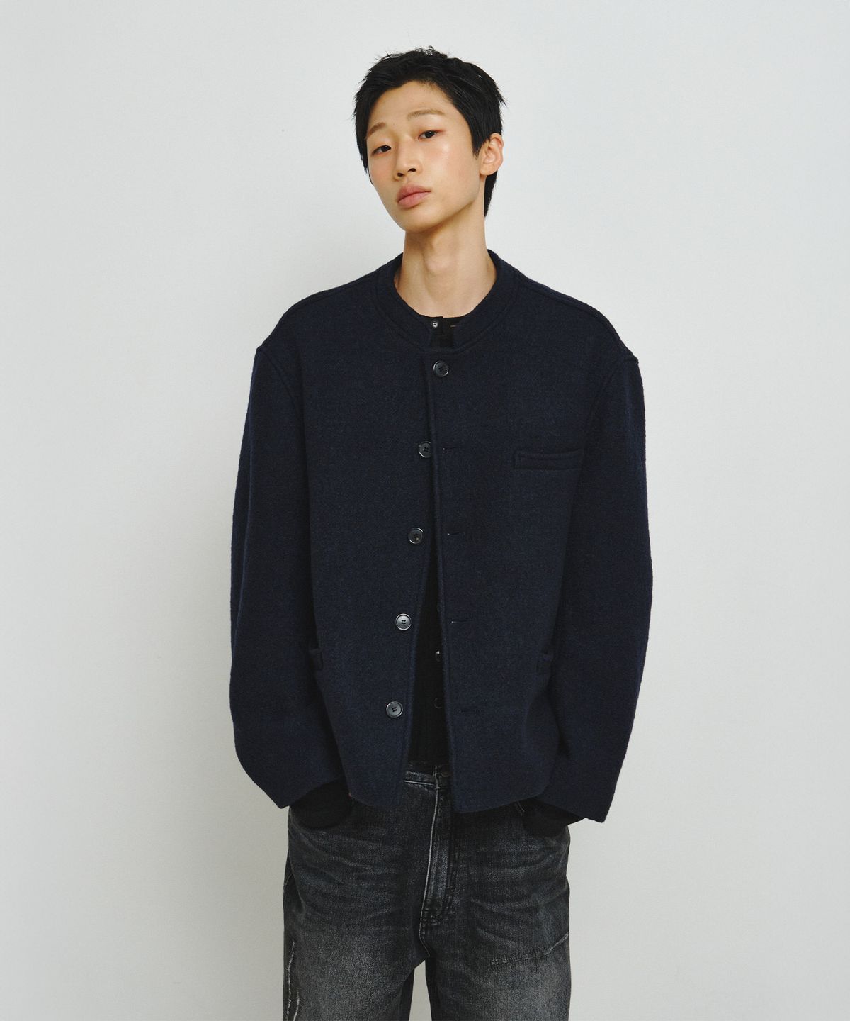 엔도어(ENDOOR) Wesley Stand Collar Short Coat (Navy)