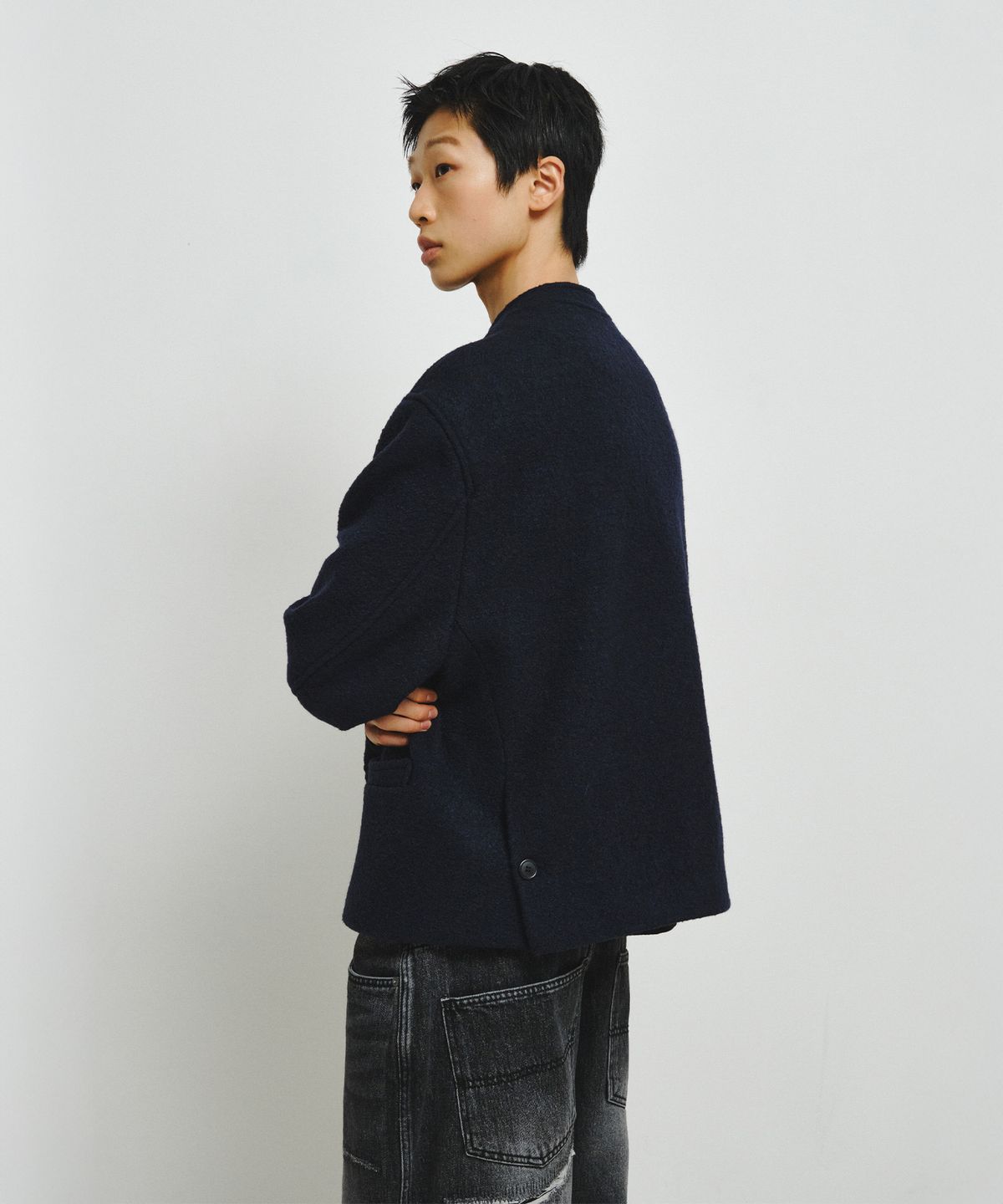 엔도어(ENDOOR) Wesley Stand Collar Short Coat (Navy)
