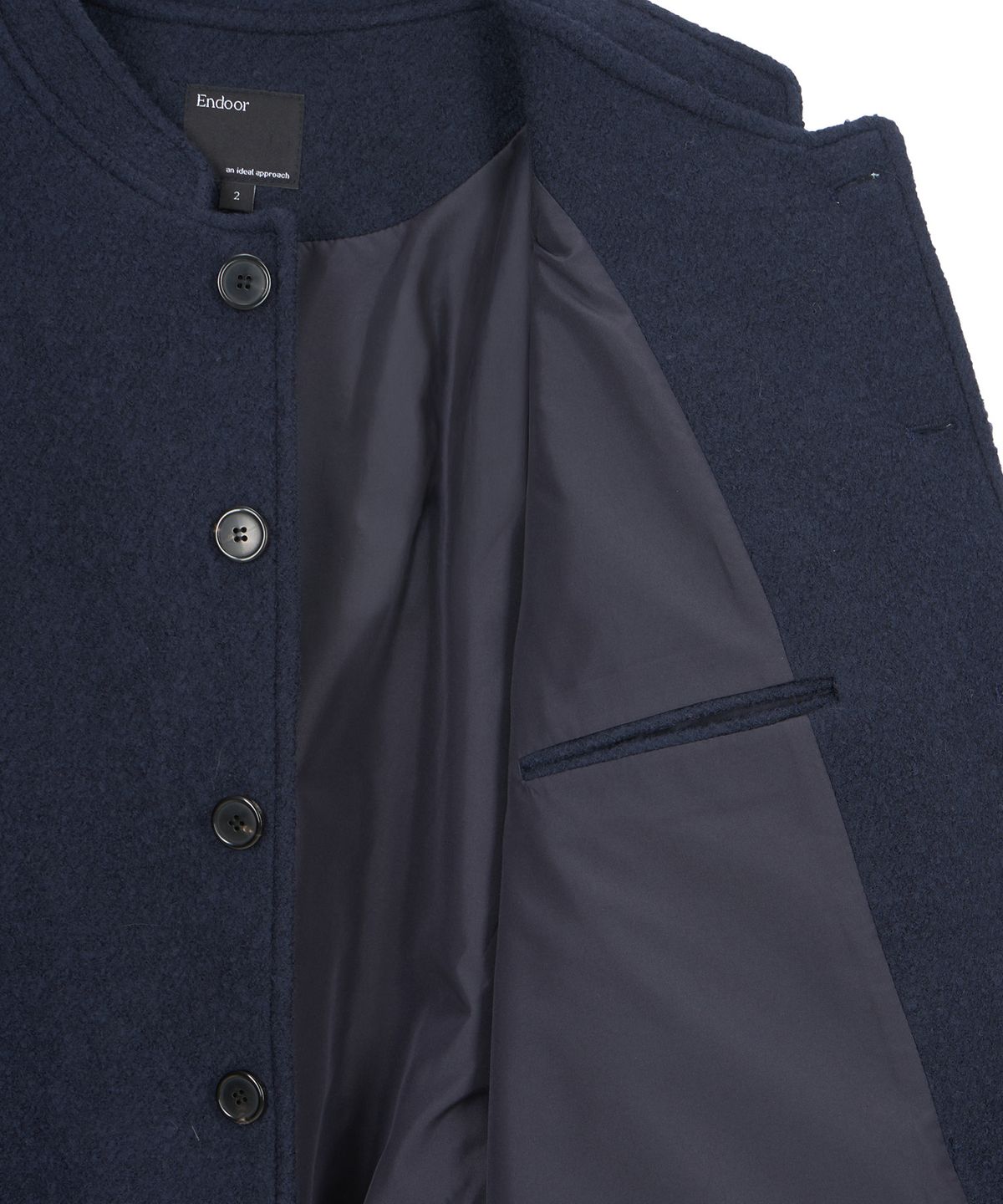 엔도어(ENDOOR) Wesley Stand Collar Short Coat (Navy)
