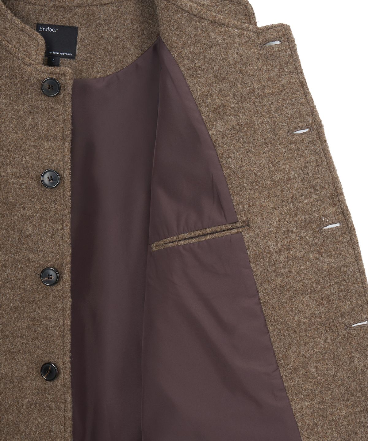 엔도어(ENDOOR) Wesley Stand Collar Short Coat (Brown Bokashi)