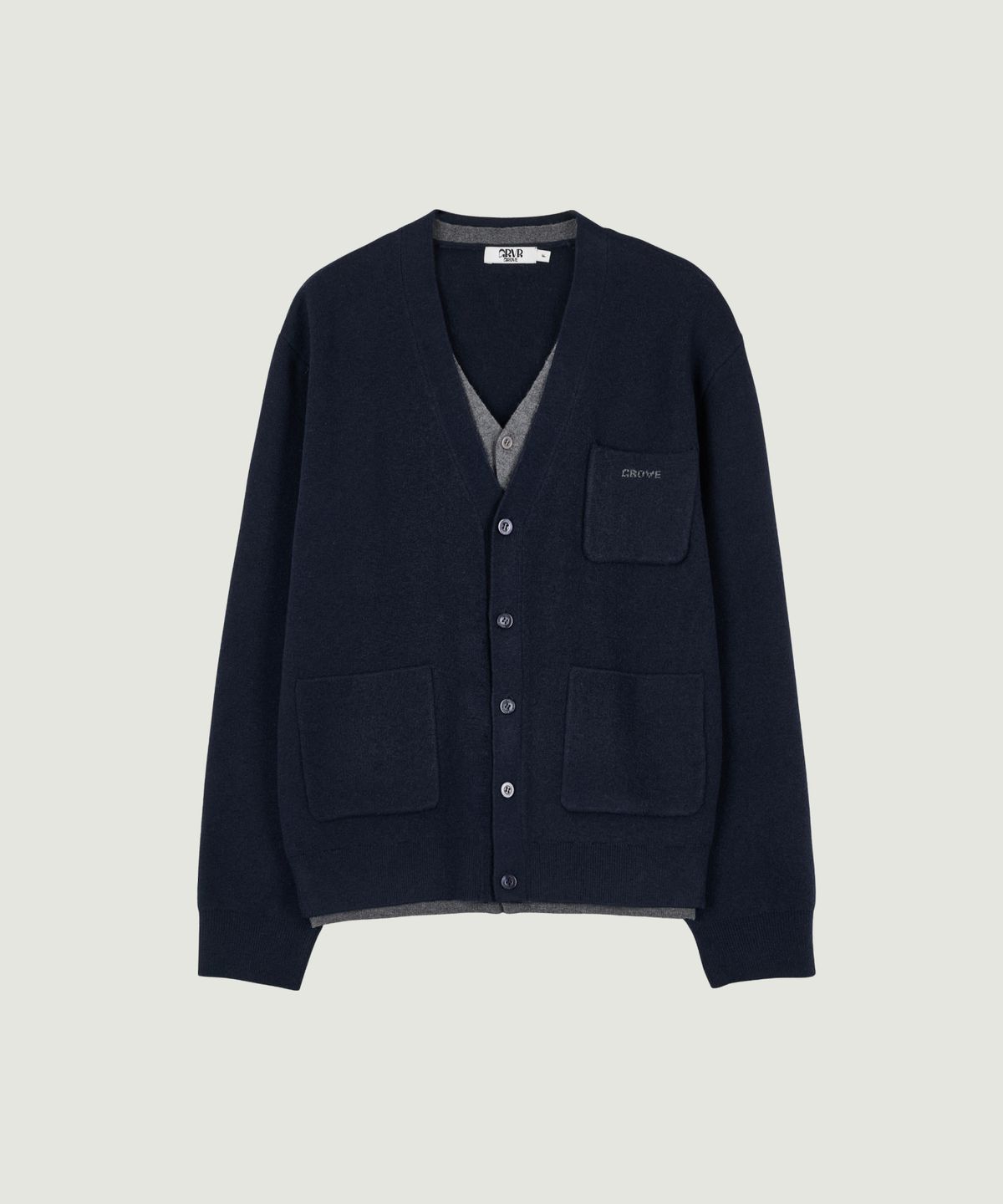 그로브(GROVE) 26FW ELI V-NECK DOUBLE CARDIGAN (NAVY)