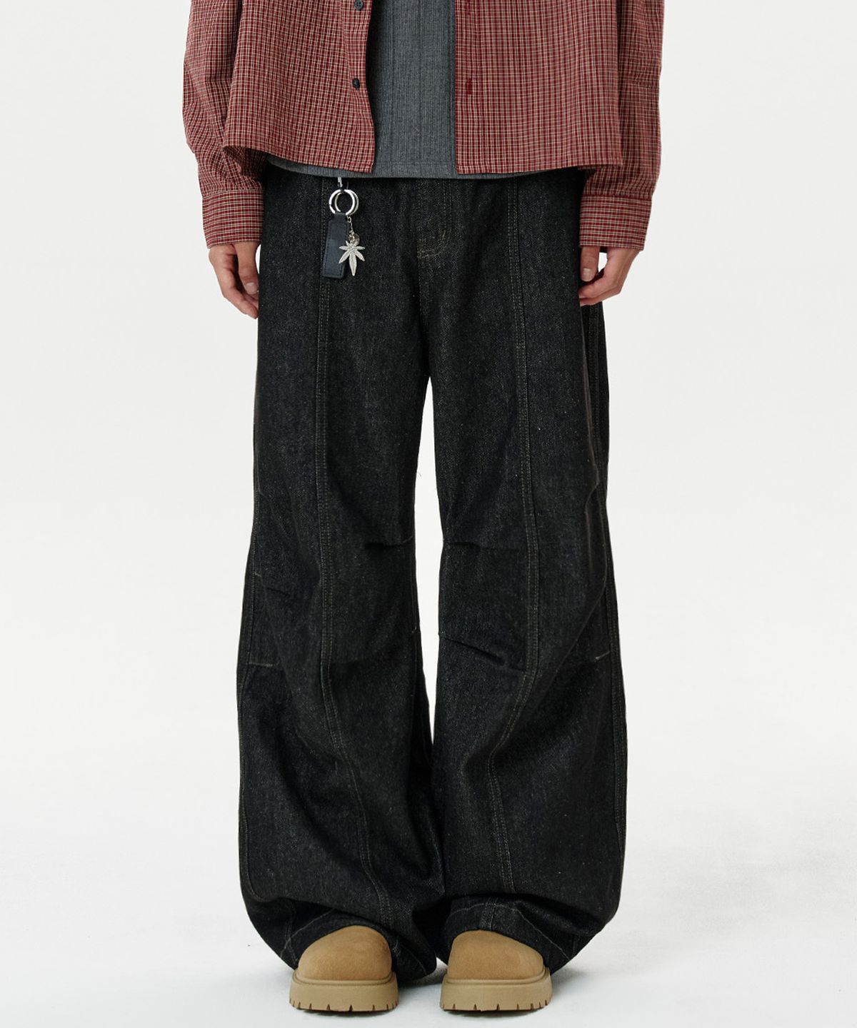 딥센스(DEEP SENSE) Double Pintuck Wide Denim Pants - 2color