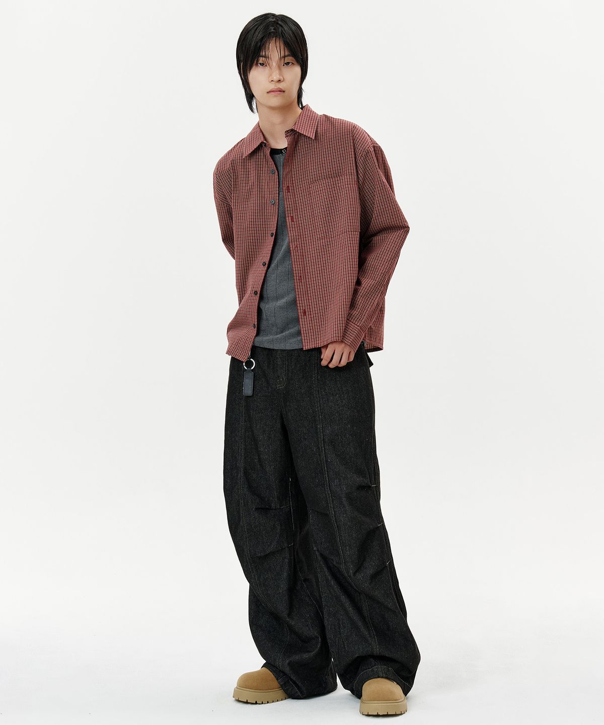 딥센스(DEEP SENSE) Double Pintuck Wide Denim Pants - 2color