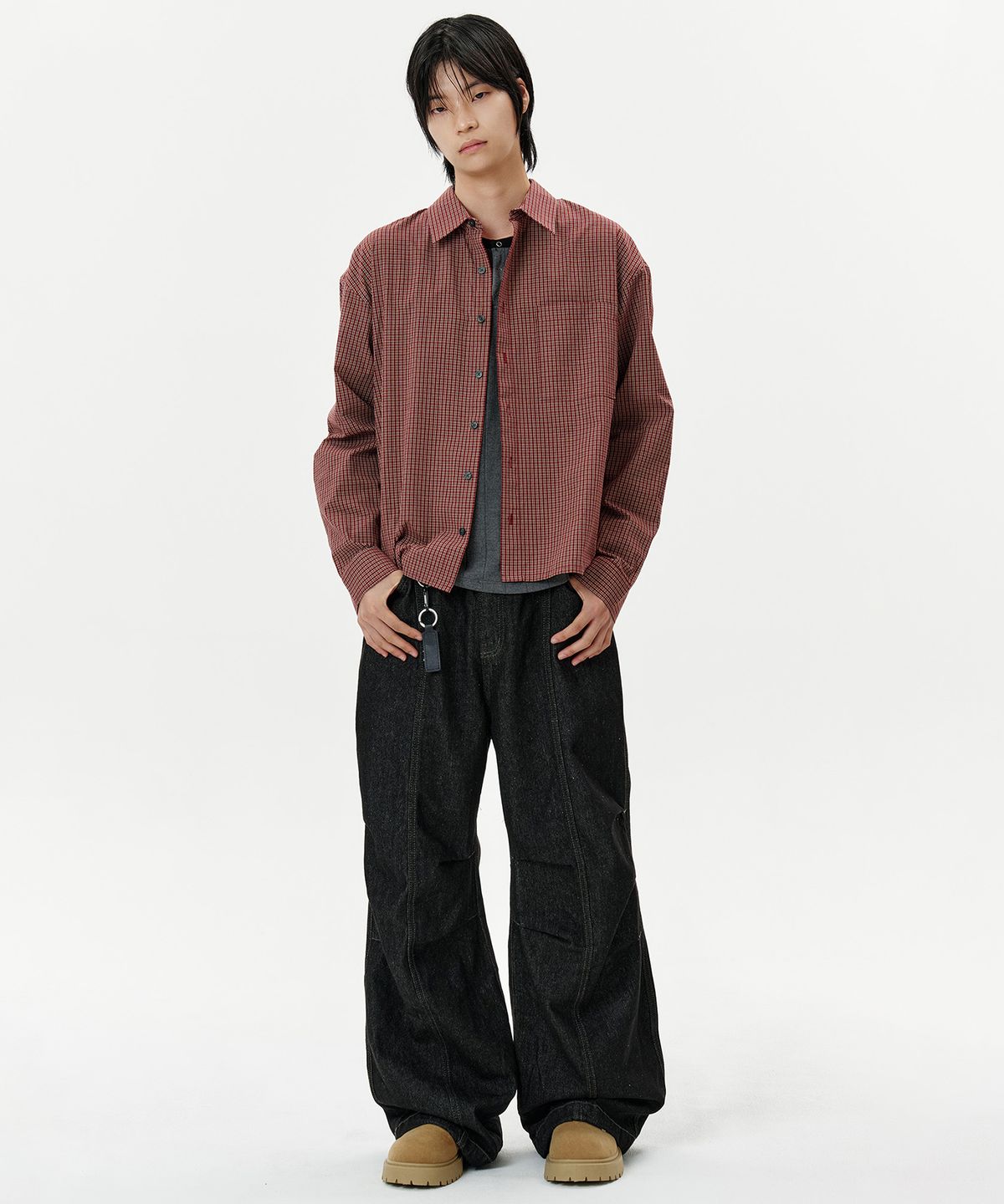딥센스(DEEP SENSE) Double Pintuck Wide Denim Pants - 2color