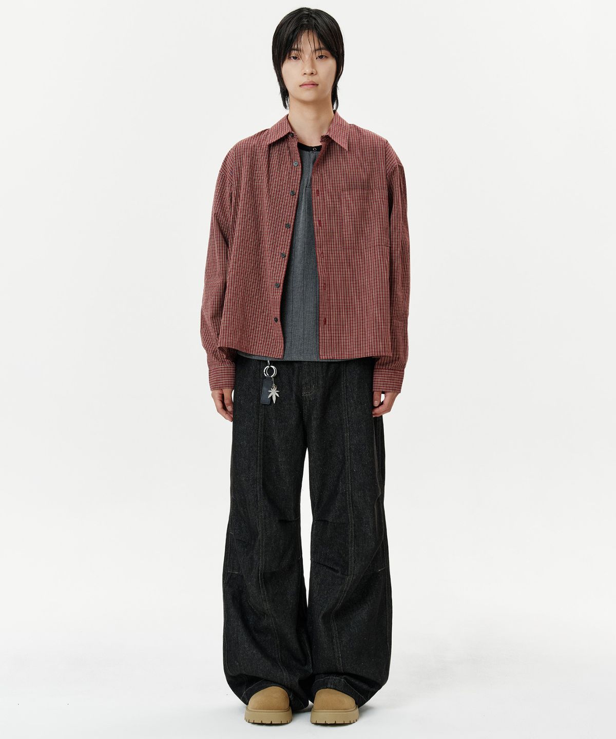 딥센스(DEEP SENSE) Double Pintuck Wide Denim Pants - 2color