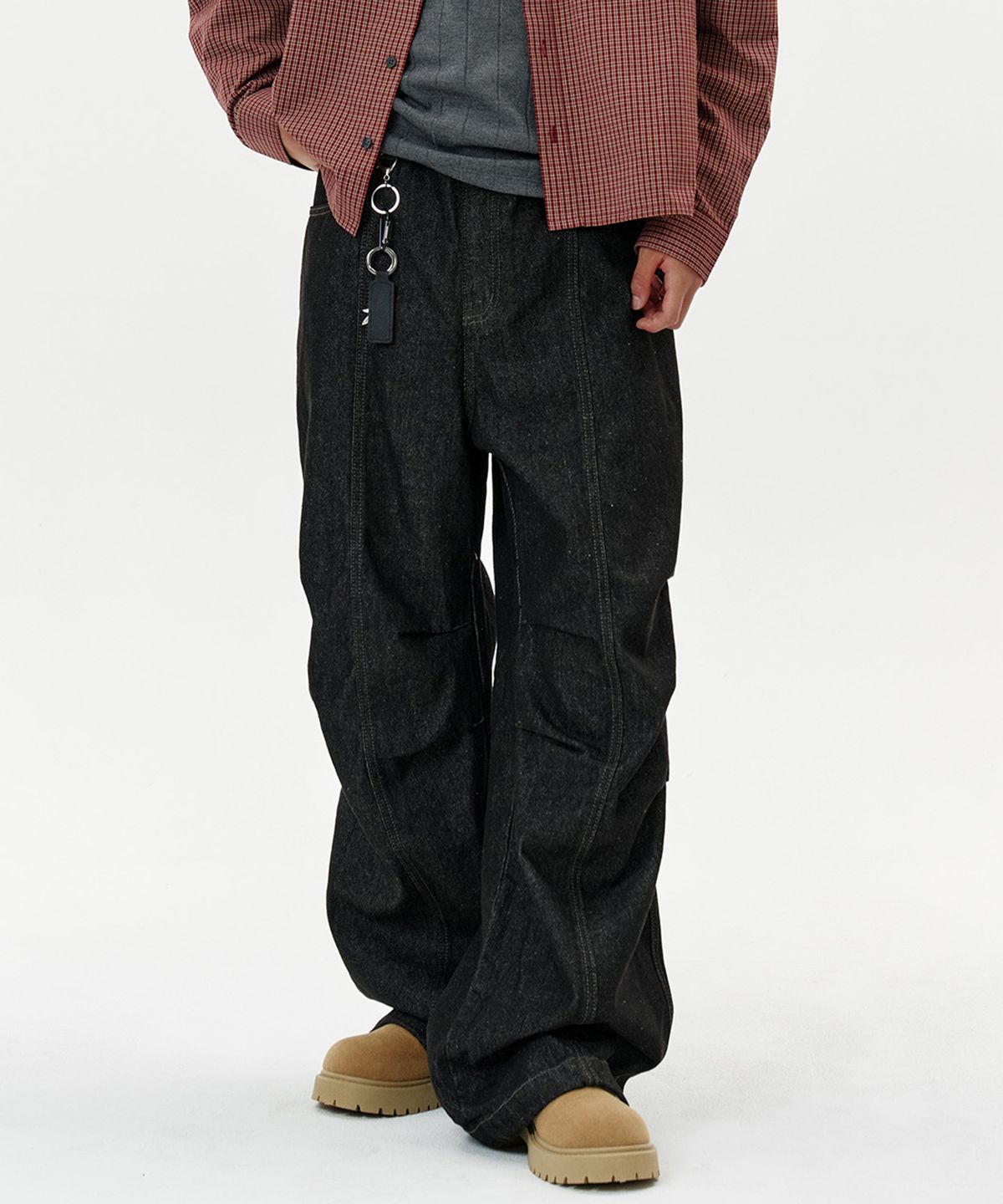 딥센스(DEEP SENSE) Double Pintuck Wide Denim Pants - 2color