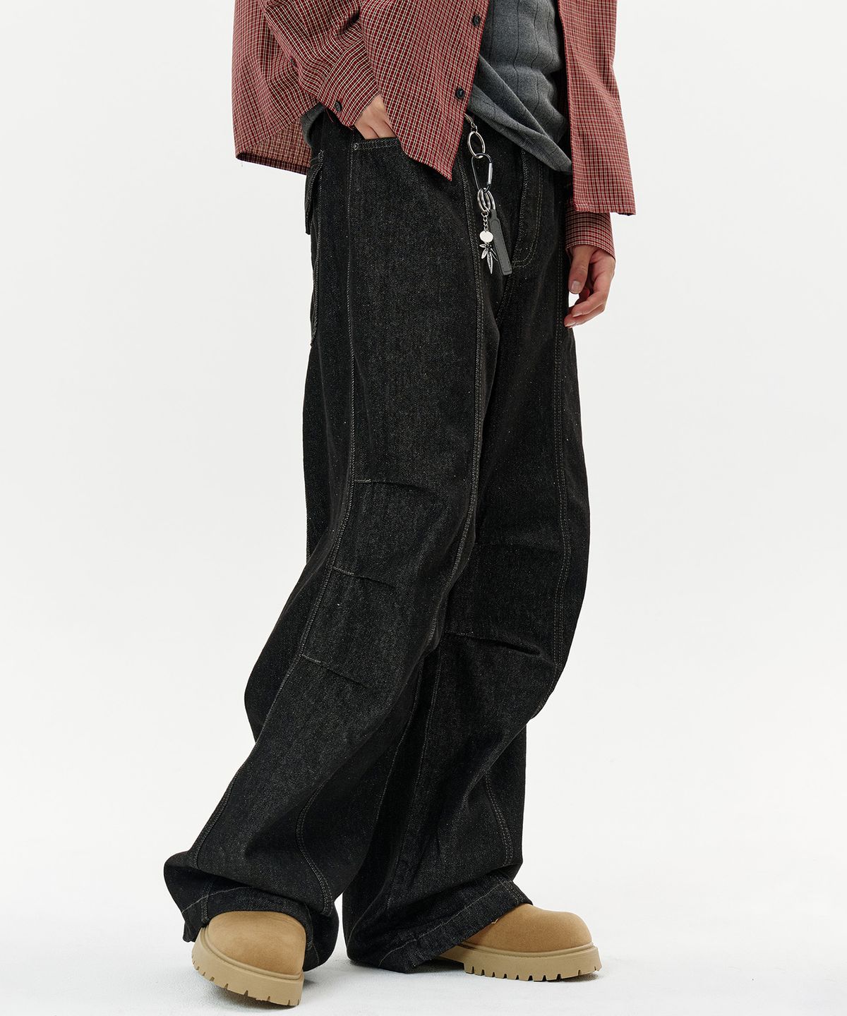 딥센스(DEEP SENSE) Double Pintuck Wide Denim Pants - 2color