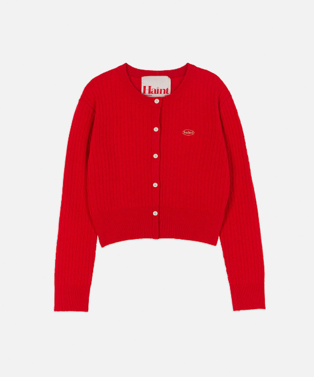 헤인트(HAINT) TAVIN CABLE EMBLEM CARDIGAN_RED